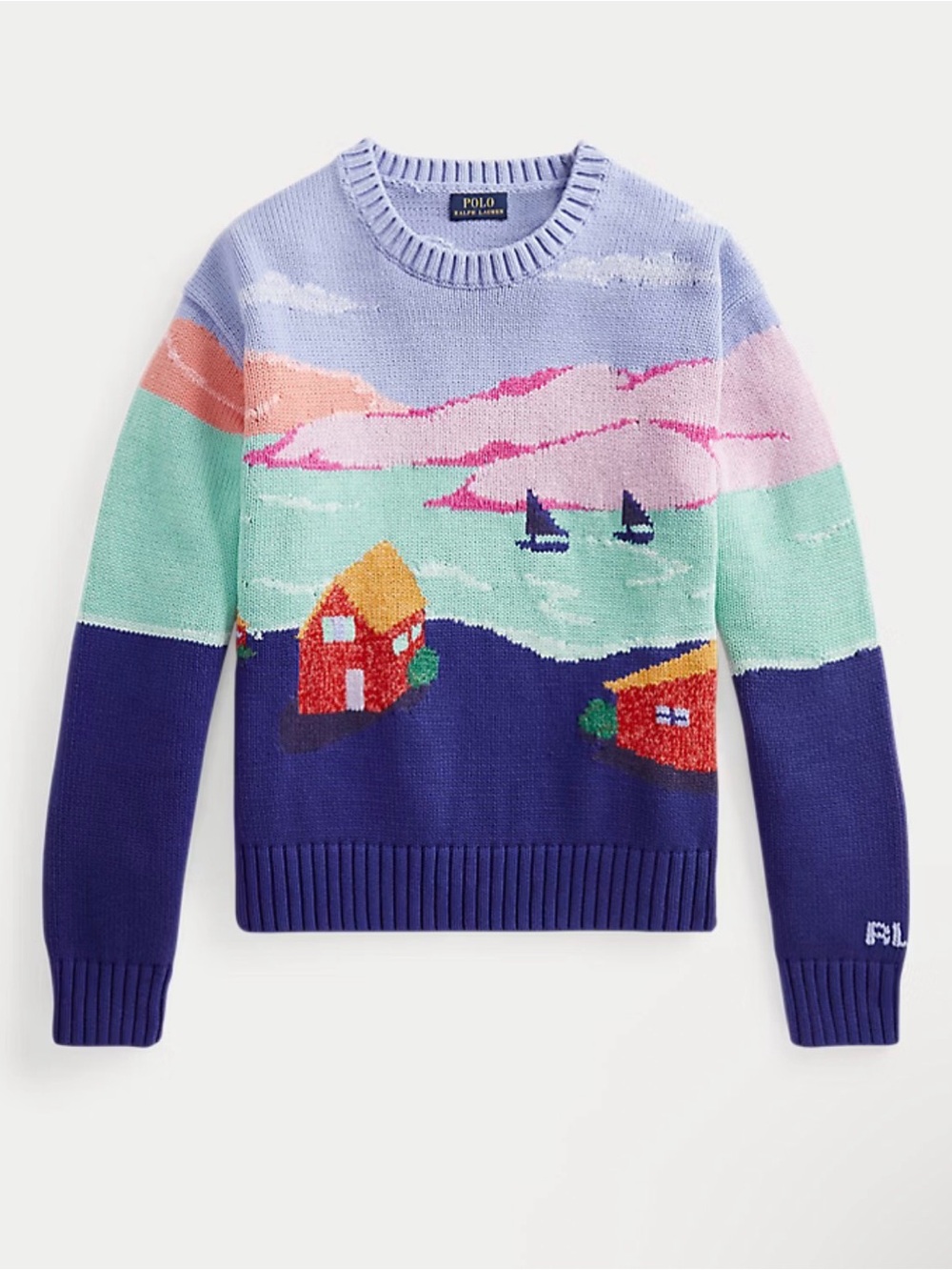 Polo Ralph Lauren Scenic Graphic Sweater Blue XL Good